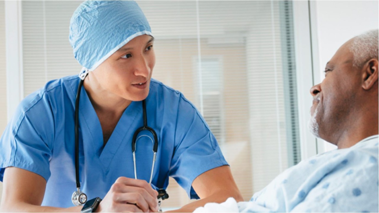 Man with his doctor in a hospital
